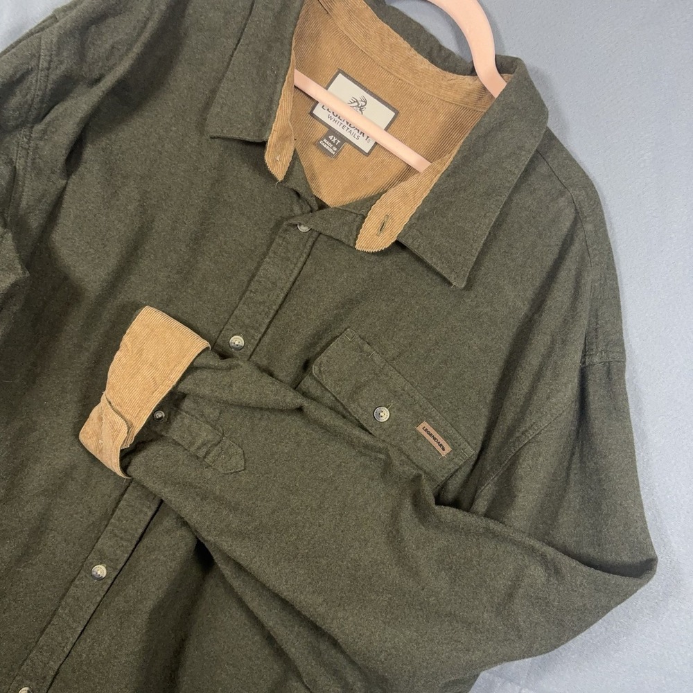 Legendary Whitetails Buck Camp Flannel Shirt Mens 4XT Green Pocket Flip Cuff